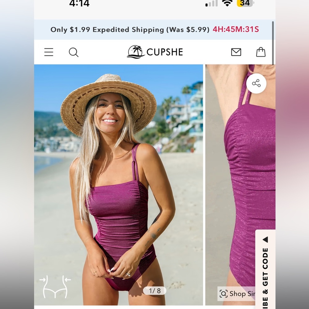 Cupshe tummy contouring one piece swim suit